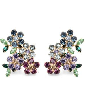 Jennifer Behr Pendientes Isobel Con Diseño Floral Y Aplique De Cristal - Blanco