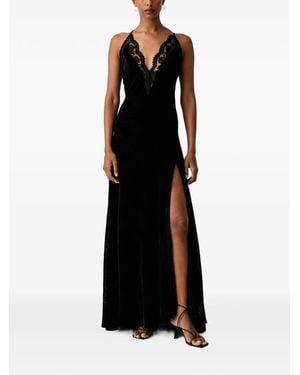 ERMANNO FIRENZE Lace-Trimmed Devoré Maxi Dress - Black