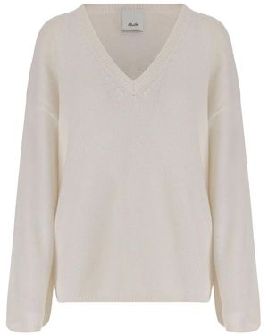 Allude Maglione Con Scollo A V - Bianco
