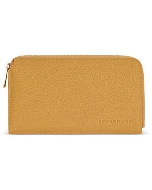 Longchamp Le Foulonné Clutch Aus Strukturiertem Leder - Natur