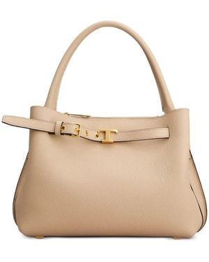 Tod's T Timeless Leather Tote Bag - Natural
