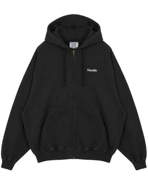 Vetements Logo-Print Zip-Up Hoodie - Black