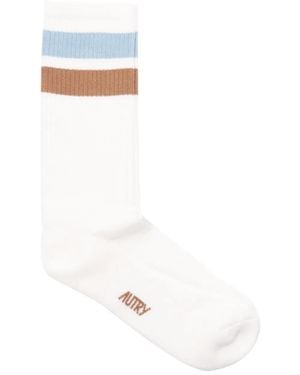 Autry Stripe-Detail Socks - White
