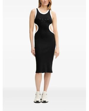Liu Jo Cut-Out Ribbed Midi Dress - Black