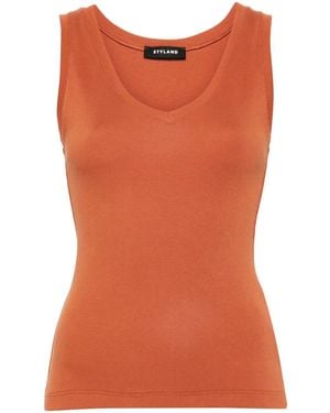 Styland Sleeveless Ribbed Tank Top - Orange
