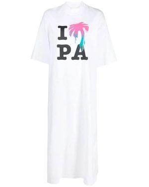 Palm Angels I Love Pa-Print T-Shirt Dress - White