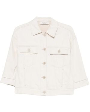 Peserico Contrast-Stitched Denim Jacket - White