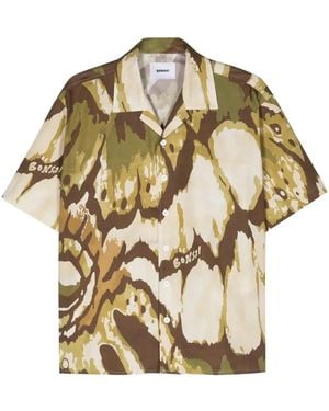 Bonsai Abstract-Print Short-Sleeve Shirt - Metallic