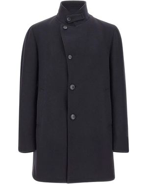 Tagliatore Button-Fastening Coat - Blue