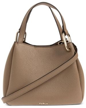 Furla Mini Nuvola Grained Leather Tote Bag - Brown