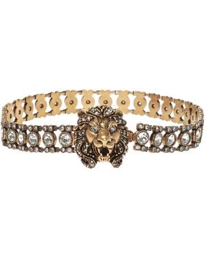 Gucci Lion-Head Crystal-Embellished Choker - White