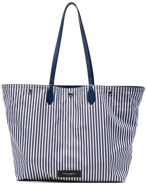 Dolce & Gabbana Vertical-Stripe Tote Bag - Blue