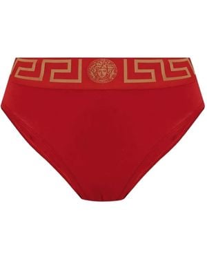 Versace Greek Key-Waistband Briefs - Red