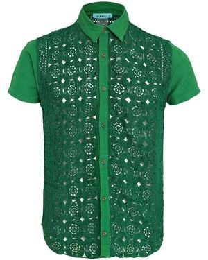 Amir Slama Crochet-Panel Shirt - Green