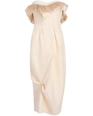 KHAITE Gedrapeerde Midi-Jurk Met Tulen Afwerking - Wit