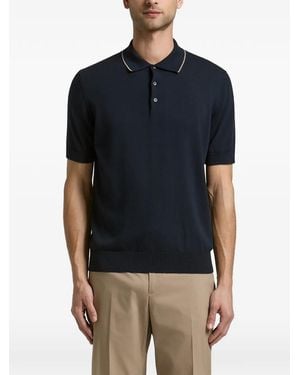Peserico Contrast-Trim Polo Shirt - Blue