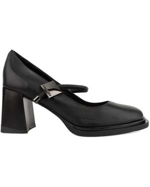 Linda Baumann Logo-Plaque Block-Heel Court Shoes - Black
