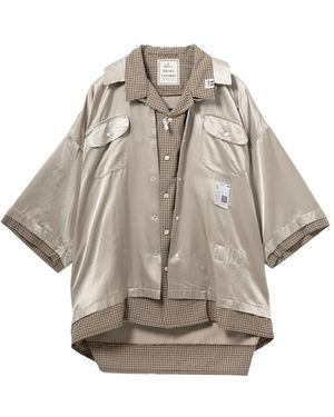 Maison Mihara Yasuhiro Graphic-Embroidered Layered Shirt - Grey