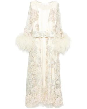 Reem Al Dhaheri Floral-Lace Kaftan Set - White