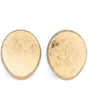 Monies Oval-Shaped Wood Earrings - Natural