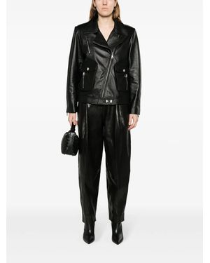レザージャケット・コート Elisabetta Franchi Black Leather Belted Jacket Elisabetta Franchi - Bomber jacket black - The Corner
