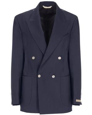 Briglia 1949 Double-Breasted Peak-Lapels Blazer - Blue