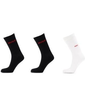 HUGO Pack de tres pares de calcetines con logo - Negro