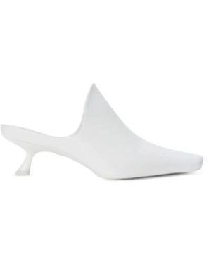 Loewe Emily Square-Toe Kitten-Heel Mules - White