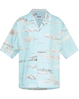 Moschino Cloud-Print Camp-Collar Shirt - Blue