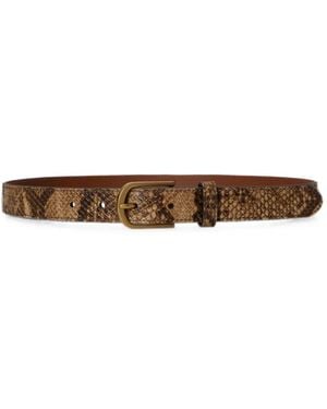 Ralph Lauren Python-Embossed Leather Belt - White