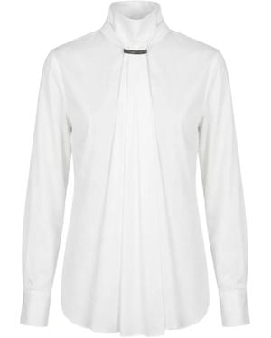 Brunello Cucinelli Blusa Con Decorazione Monili - Bianco