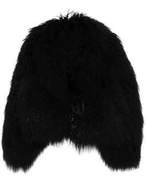 Blancha Textured Faux-fur Coat - ブラック