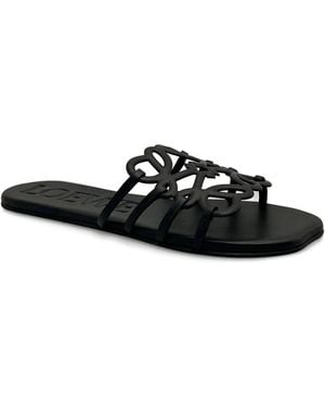 Loewe Petal Anagram Leather Sandals - Black