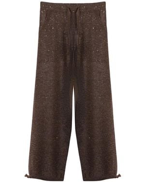 Kangra Sequin-Embellished Pants - Brown