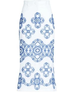 Silvia Tcherassi Falda con bordado floral - Azul