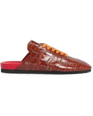 Marni Croc-Effect Leather Softy Soccer Slip-On Trainers - Red