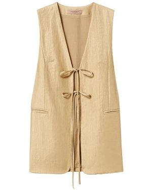 Twinset V-Neck Blazer - Natural