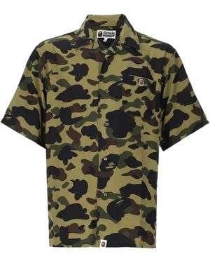 A Bathing Ape Abc Camo-Print Short-Sleeve Shirt - Green