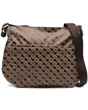 Gherardini Small Monogram-Print Shoulder Bag - Brown