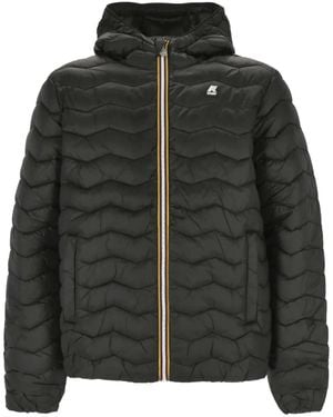 K-Way Quilted Hooded Jacket - Black