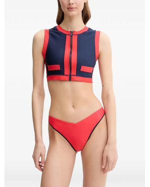 Rip Curl Coco Zip-Up Paneled Bikini Top - Red