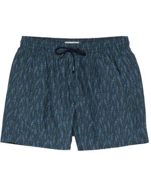 Canali Drawstring Print Swim Shorts - Blue