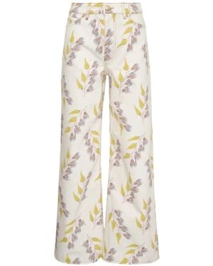 Ulla Johnson Vaqueros Anchos Willow Con Estampado Floral - Blanco