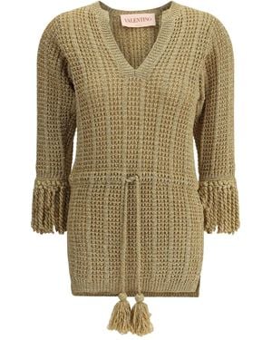Valentino Garavani Openwork Lamé Dress - Green