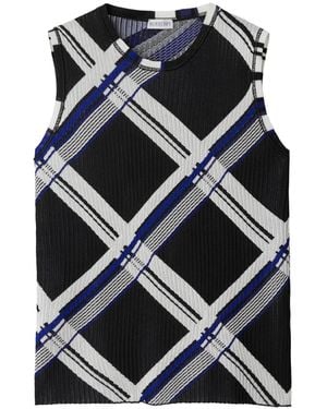 Burberry チェック シルクベスト - ブラック