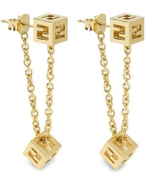 Fendi Pendientes De Cadena Con Cubo Ff - Metálico