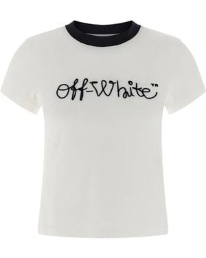 Off-White c/o Virgil Abloh Script Logo-embroidered T-shirt - ホワイト