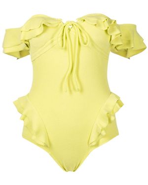 Clube Bossa Lanzo Ruffled Off-Shoulder Swimsuit - Yellow