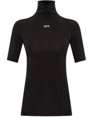 Off-White c/o Virgil Abloh Logo-Embroidered High-Neck Top - Black
