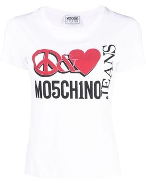 Moschino T-Shirt En Coton À Logo Imprimé - Blanc